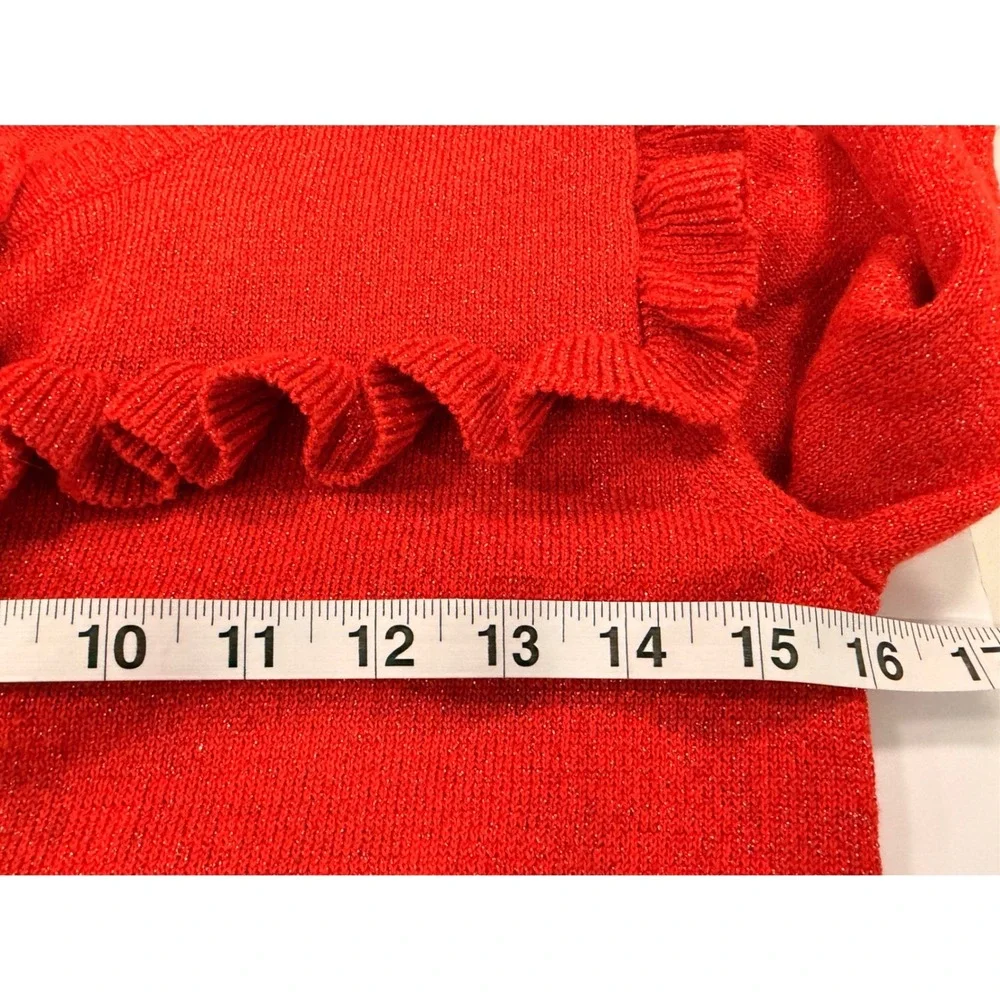 Crewcuts Girls Red Metallic Ruffle Cardigan Sweater AB666 Size 14 Holiday